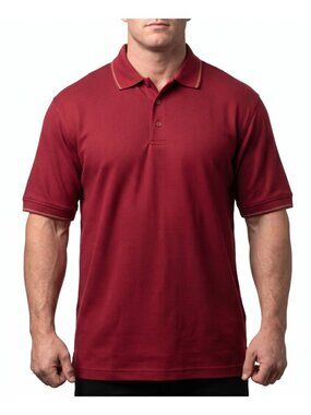 NWT | Men's Burgundy Striped Polo Golf Shirt Short Sleeve | XLarge